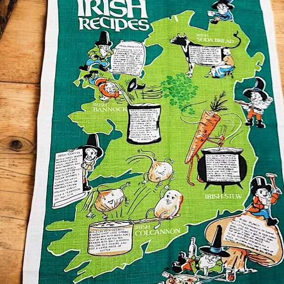 Vintage Irish Recipes Linen Tea Towel – A Nostalgic Kitchen Treasure - Picture 14 of 15